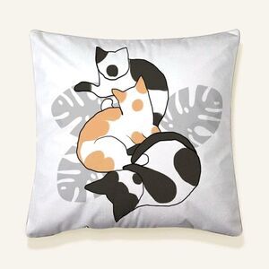 Cat Plant Print Design Accent Pillow Cover